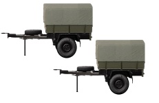 NPE Modellbau NA88321 - H0 Anhänger Pritsche/Plane - Militärgrün (2 Stück)